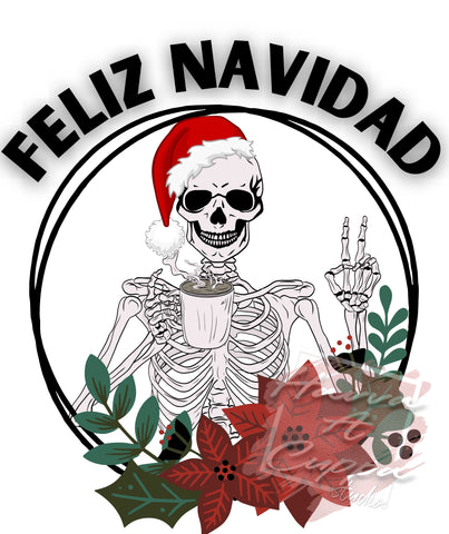 Feliz Navidad Christmas Skeleton  PNG Only digital files sublimation design Digital Download PNG FILE