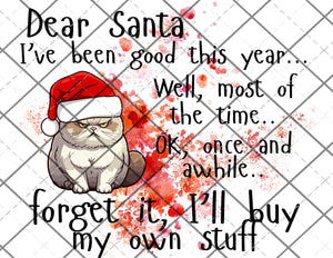 Dear Santa PNG Only digital file sublimation design Digital Download PNG FILE