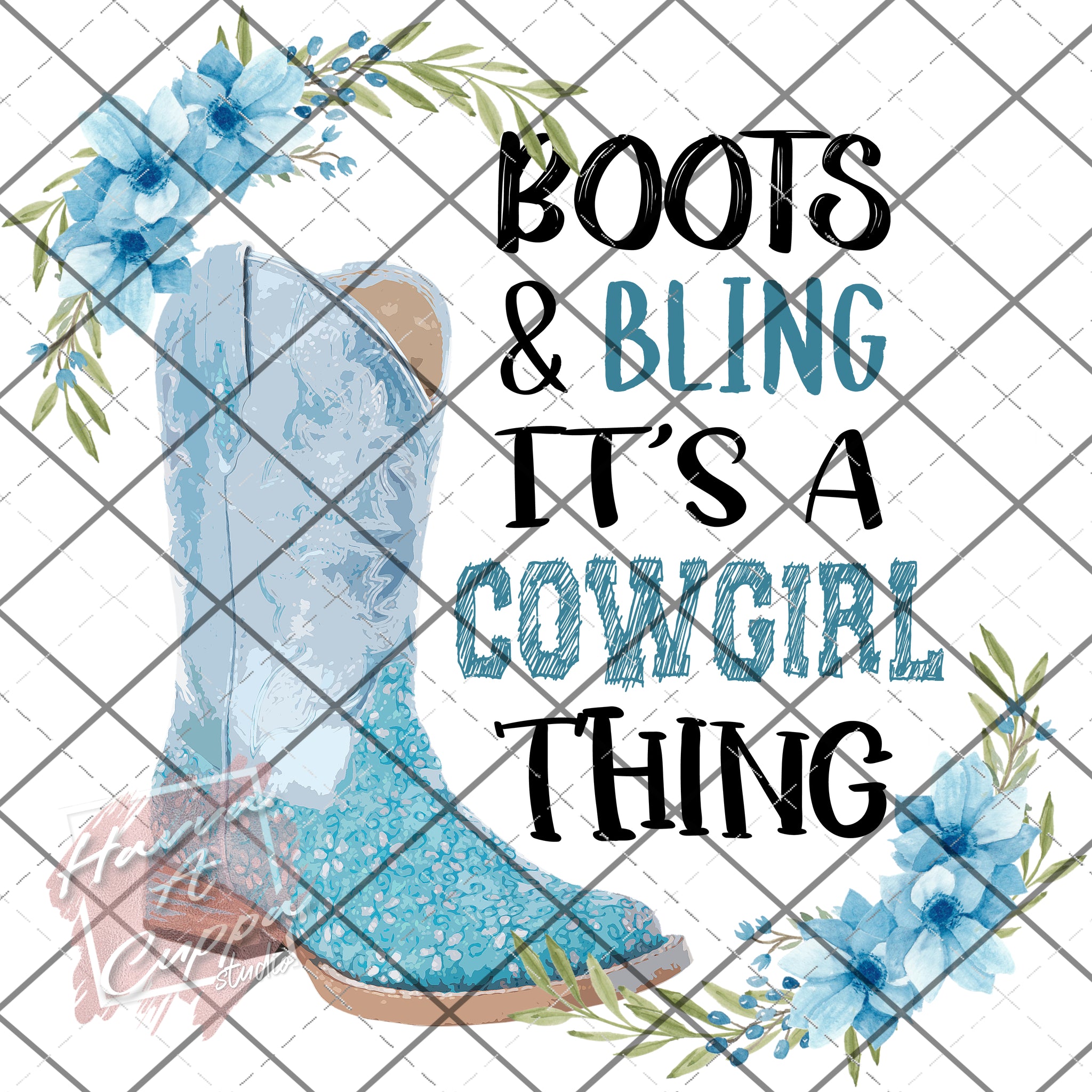 Boots and Bling Digital File png Only sublimation Digital Download