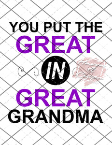 great grandma png Only digital files sublimation design Digital Download PNG FILE