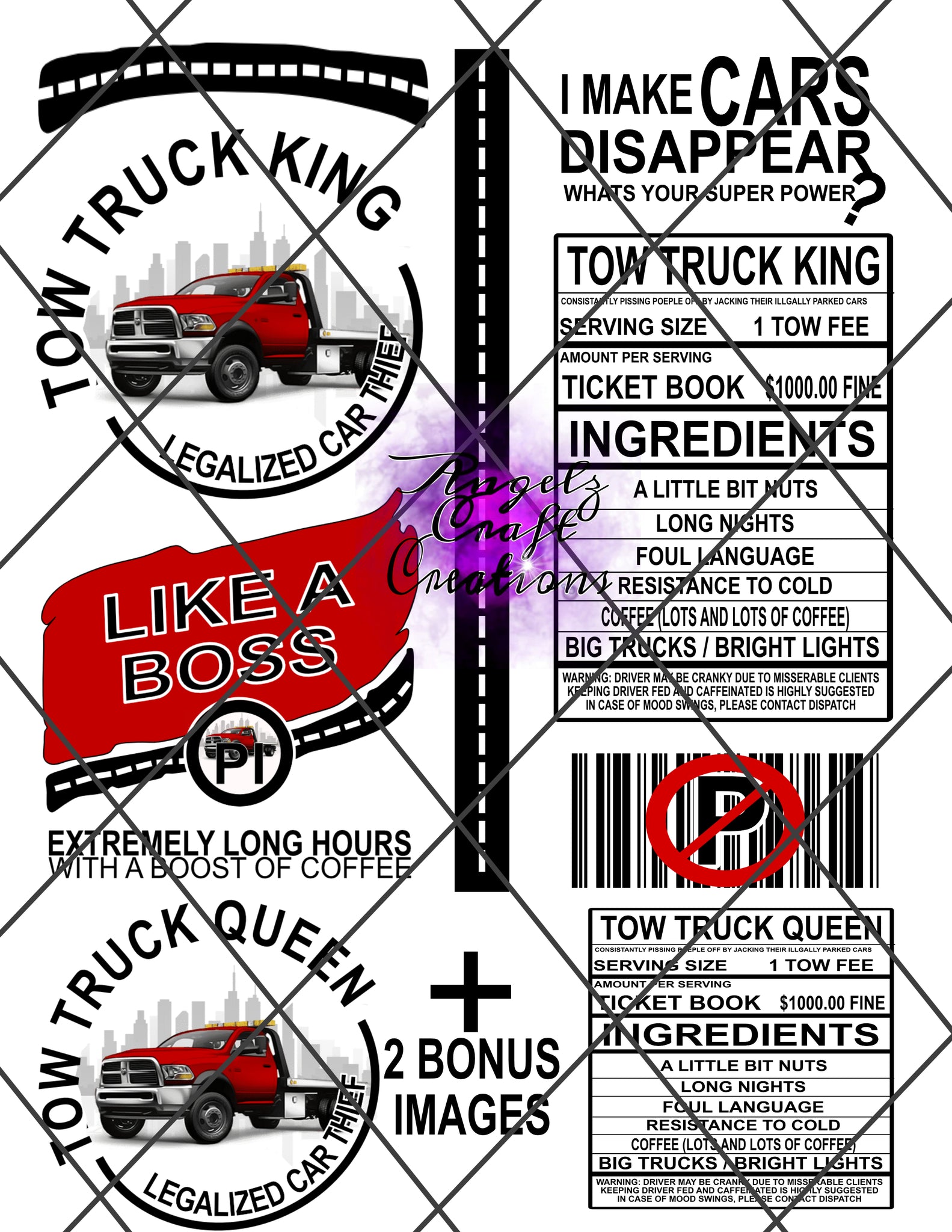 tow truck king and queen Digital File PNG Instant Download Claw File