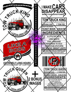 tow truck king and queen Digital File PNG Instant Download Claw File