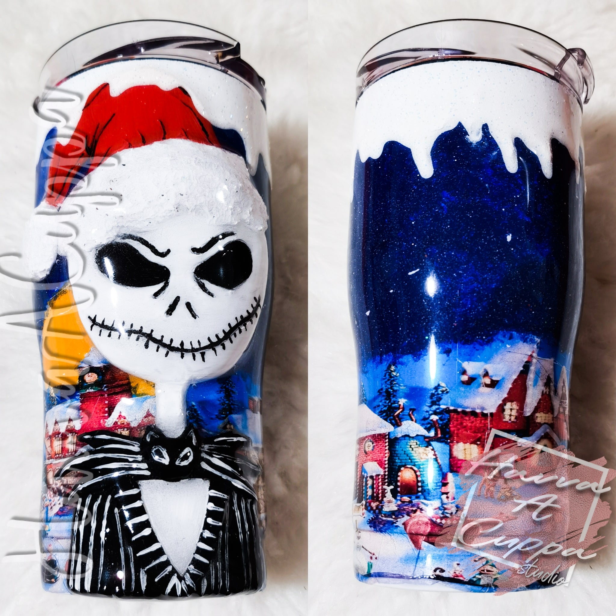 christmas skellington 3D Sculpted Stainless Steel Travel Mug Tumbler Drinkware