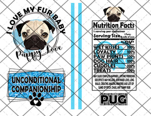 Puppy Love Pug Label Claw File Instant Download Digital File