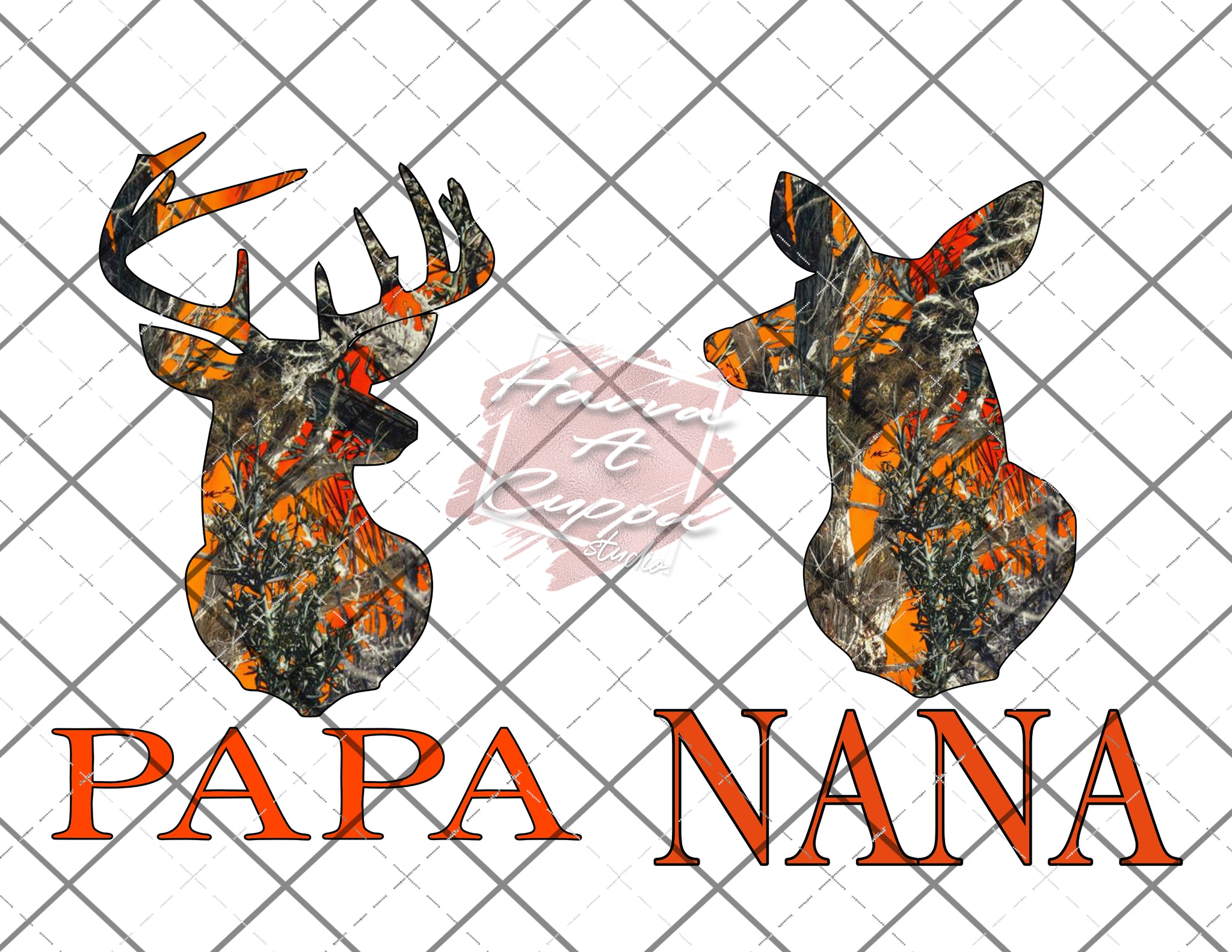 Nana and Papa orange camo bundle png Only digital files sublimation design Digital Download PNG FILE