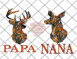 Nana and Papa orange camo bundle png Only digital files sublimation design Digital Download PNG FILE