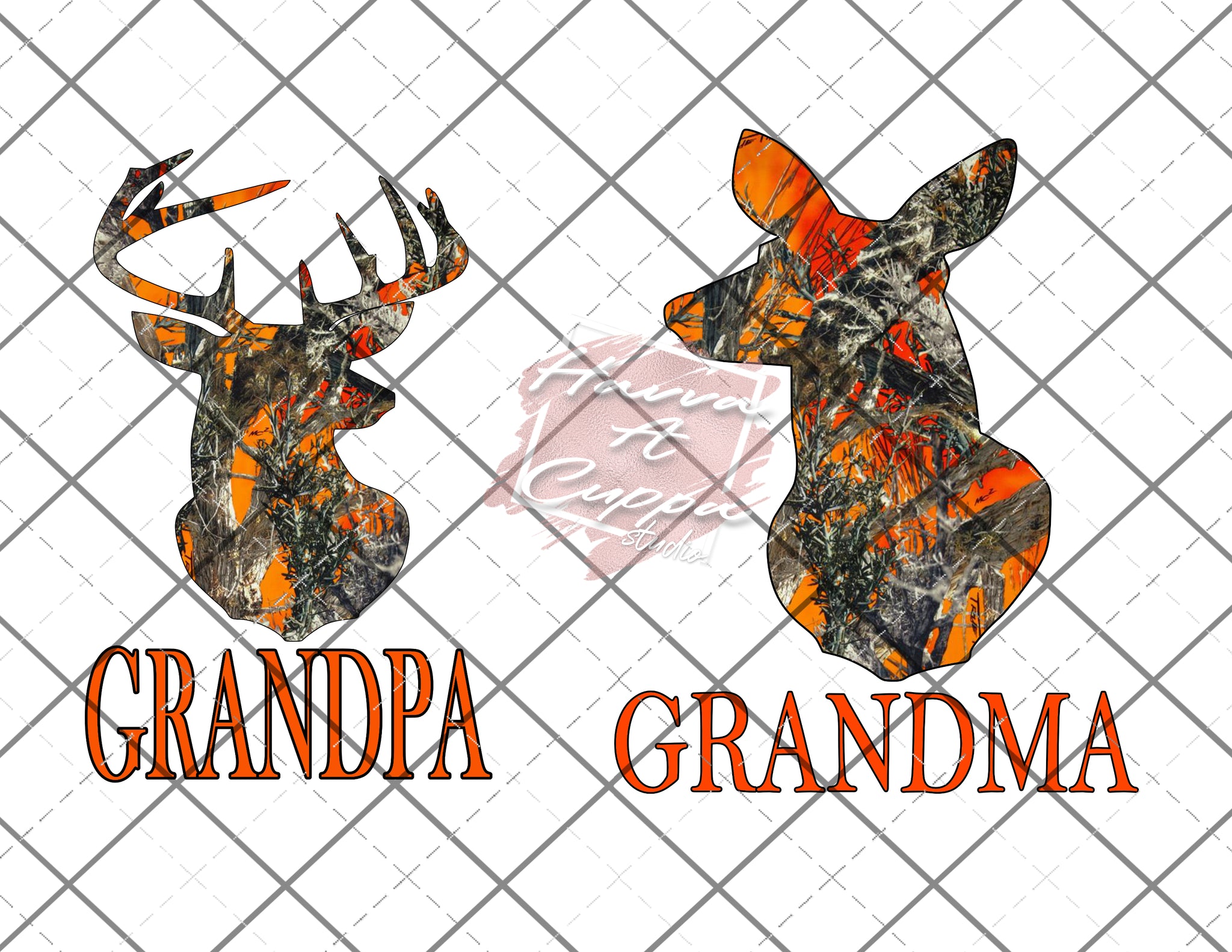 grandma and grandpa orange camo bundle png Only digital files sublimation design Digital Download PNG FILE