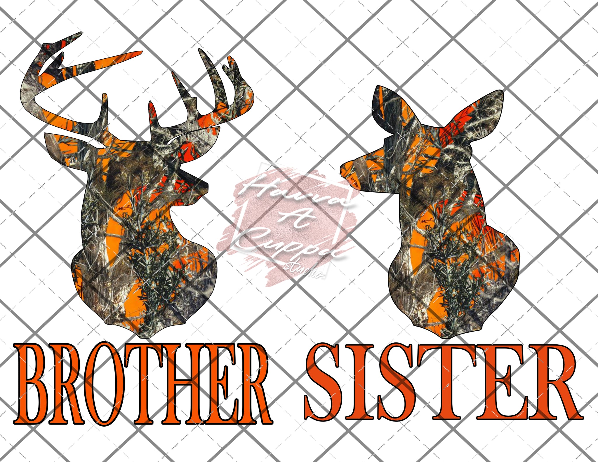 brother and sister orange camo bundle png Only digital files sublimation design Digital Download PNG FILE