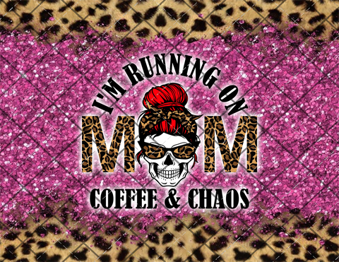 Coffee & Chaos Mom Red Hair Digital File 20oz Full Wrap png File