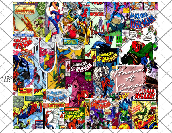 Comic Book 20oz Full Wrap curve Digital File  Png File