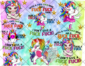 fuck fuck here unicorn  Digital File 20oz Full Wrap curve png File