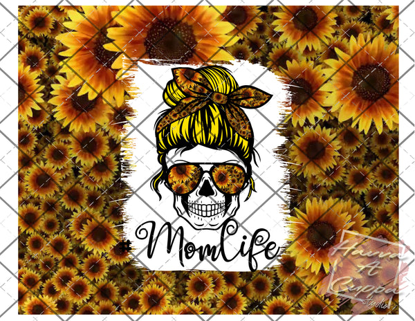 Sunflower Mom Life Digital File 20oz Full Wrap curve png File