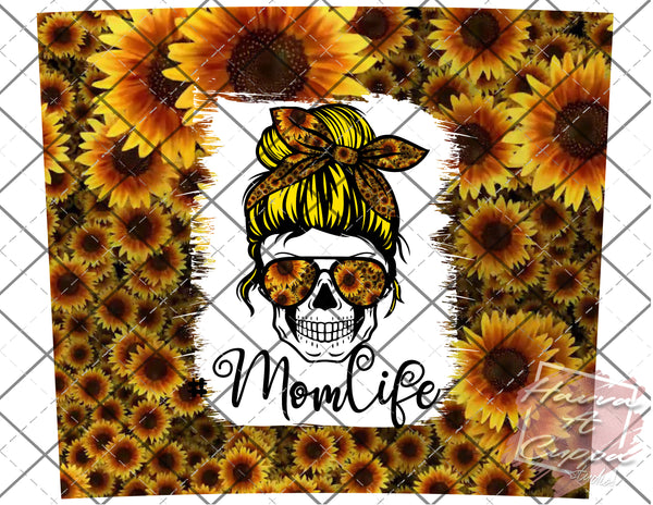 Sunflower Mom Life Digital File 20oz Full Wrap curve png File