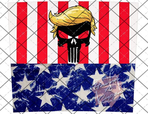 Trump Punisher Skull 20oz skinny Full Wrap Straight Curved and tapered File png and Jpeg Digital File