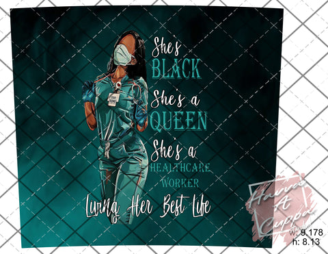 Black Queen Nurse Digital File 20oz skinny Full Wrap Straight Curved and tapered File png and Jpeg