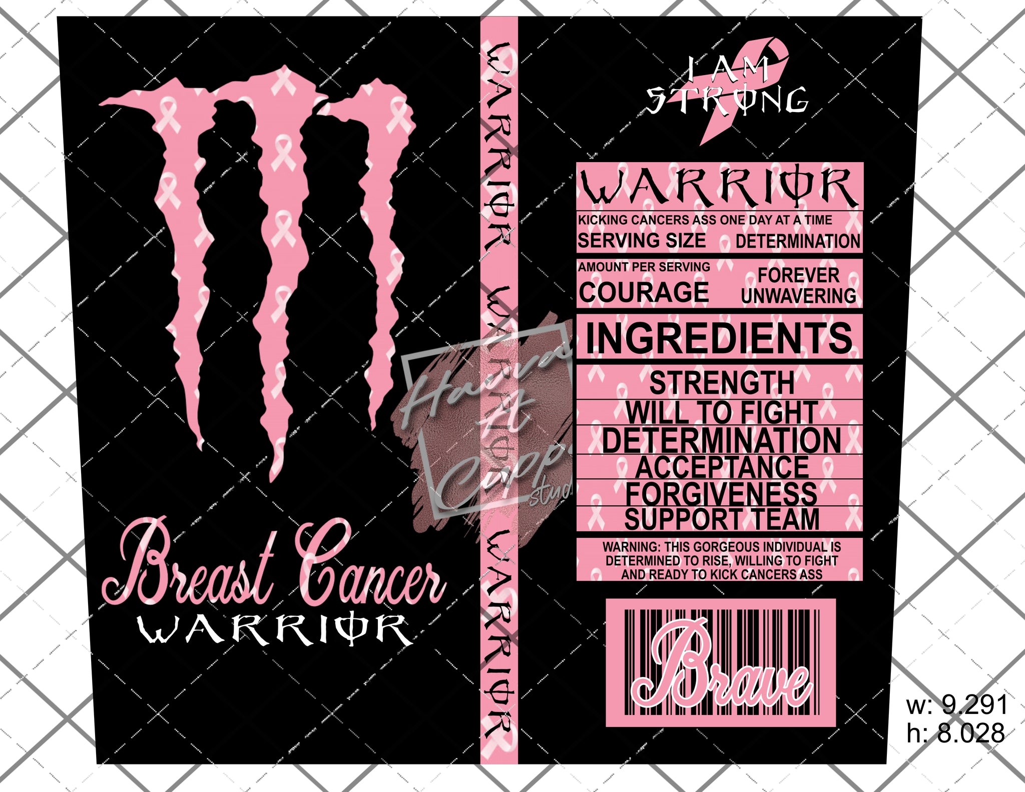 Monster Energy Breast Cancer 20oz skinny Full Wrap Straight Curved and tapered File png and Jpeg Digital File