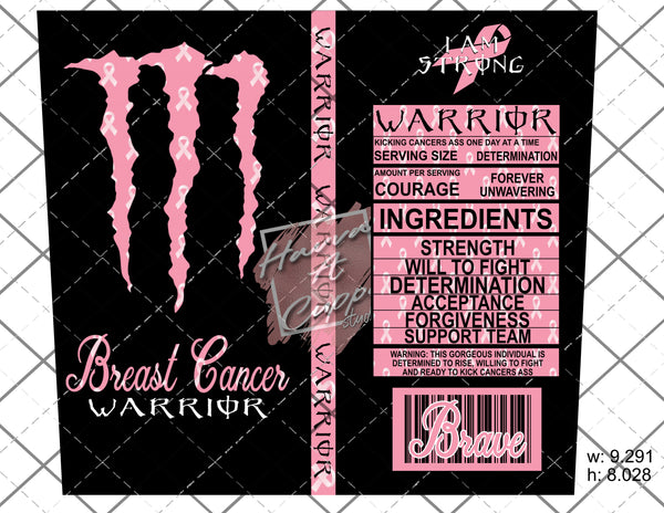 Monster Energy Breast Cancer 20oz skinny Full Wrap Straight Curved and tapered File png and Jpeg Digital File