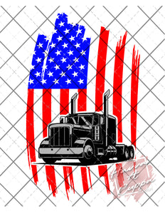 American Flag Semi Truck svg png jpeg  Instant Download Digital File