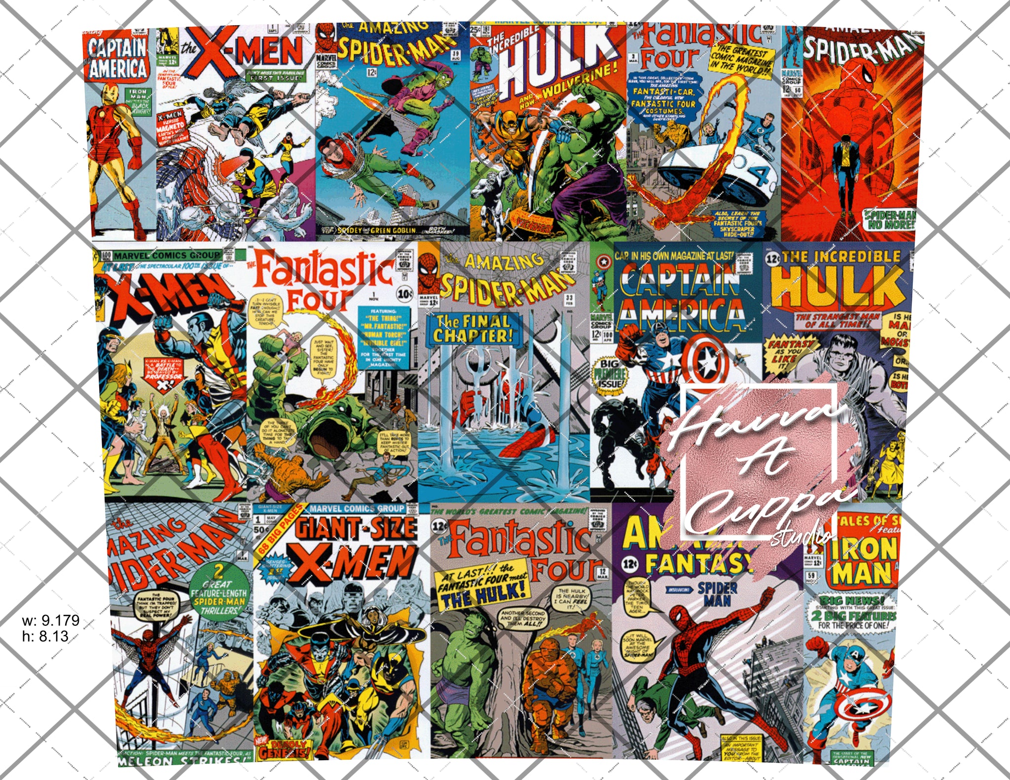 Comic Book 20oz Full Wrap curve Digital File Png File