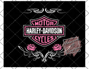 pink roses harley davidson 20oz skinny Full Wrap File png  Digital File