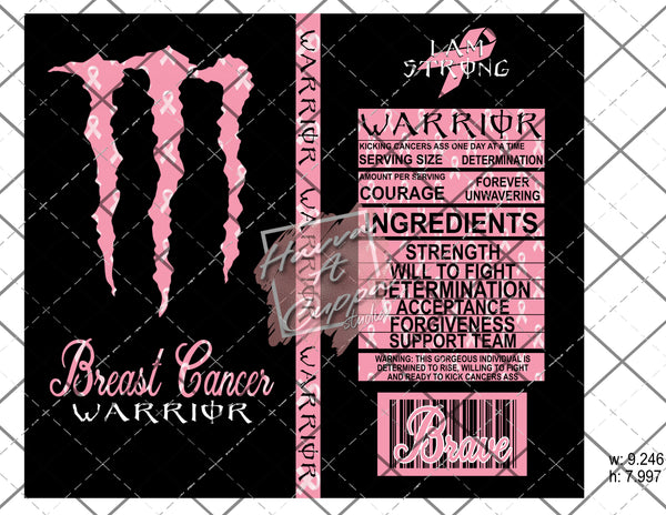 Monster Energy Breast Cancer 20oz skinny Full Wrap Straight Curved and tapered File png and Jpeg Digital File