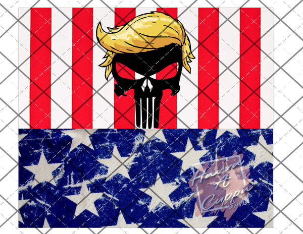 Trump Punisher Skull 20oz skinny Full Wrap Straight Curved and tapered File png and Jpeg Digital File