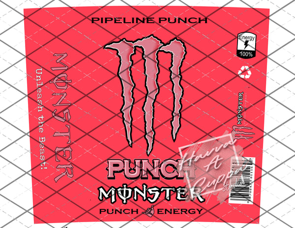 Monster Punch Energy Digital File 20oz Full Wrap curve Png File