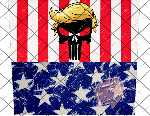 Trump Punisher Skull 20oz skinny Full Wrap Straight Curved and tapered File png and Jpeg Digital File