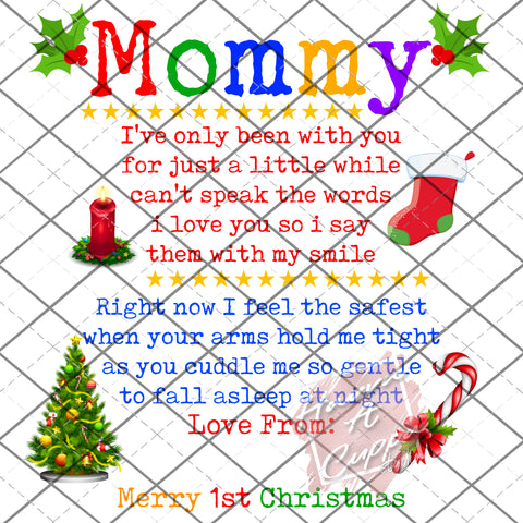 Mommy 1st Christmas Digital File PNG File Only Digital Download