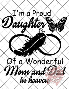 Proud Daughter Infinity Feather  svg png jpeg  Instant Download Digital File