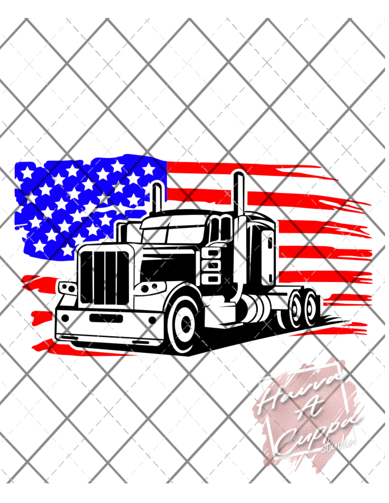 American Flag Semi Truck svg png jpeg  Instant Download Digital File