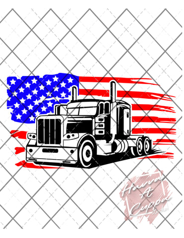 American Flag Semi Truck svg png jpeg  Instant Download Digital File