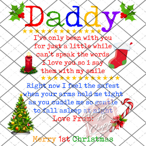 Daddy 1st Christmas  Digital File PNG File Only Digital Download