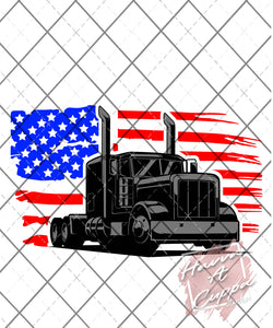 American Flag Semi Truck svg png jpeg  Instant Download Digital File